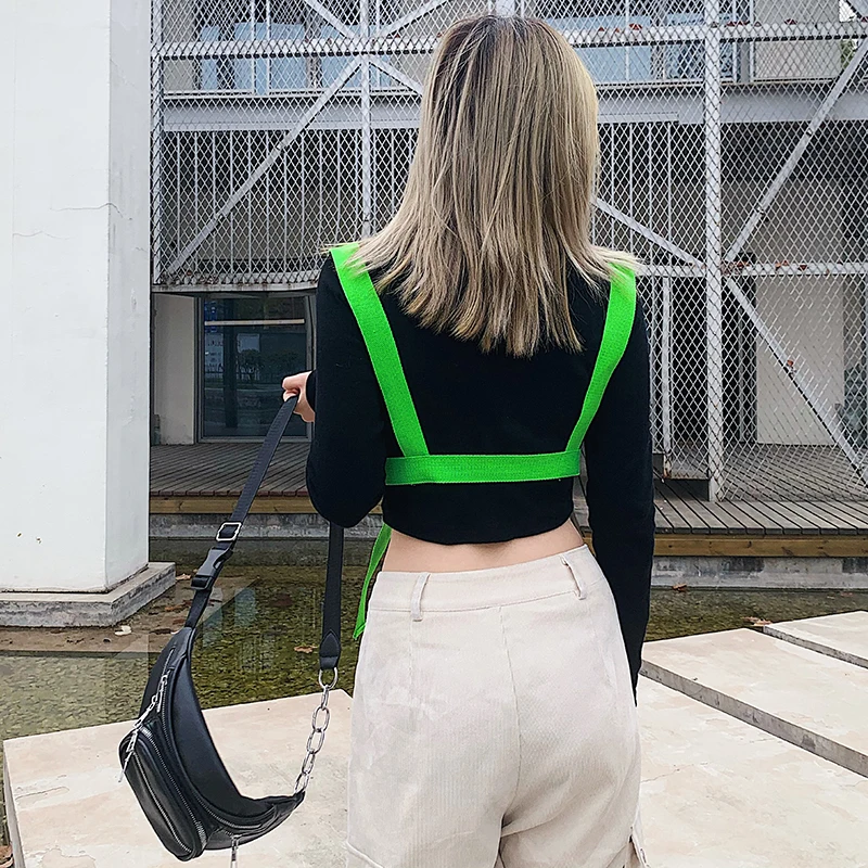 HEYounGIRL с высоким воротом черная Базовая женская футболка Harajuku футболка с длинными рукавами рубашка Femme Готический Повседневное Модная футболка с поясом