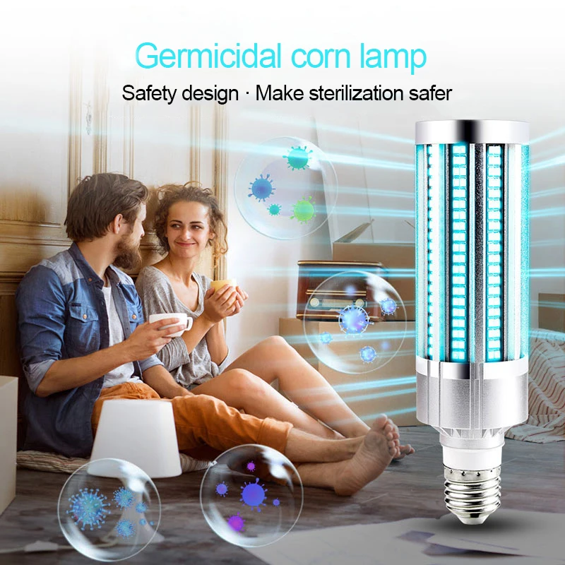 

60W UV Germicidal Sterilizer Remote Control Timer Corn Light Lamp E26/E27 LED UVC Bulb Ultraviolet
