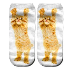 Женские модные Носки до бедра с изображением животных, 3d новинка, безумные забавные Носки с котом, милые цветные Носки-башмачки с мультяшным котом, Носки-башмачки