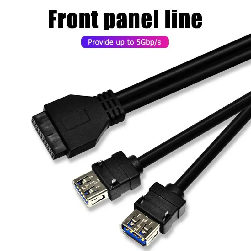 ПК Корпус Шасси Передняя панель кабель адаптер 20 Pin до 2 Порт USB 3,0 прочный высокоскоростной передачи данных с фиксированной ногой