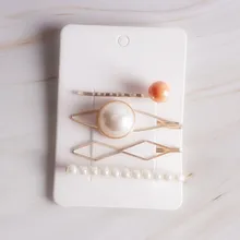 4 шт., корейская мода, женские металлические шпильки, имитация жемчуга, цветные бусины, заколки для волос, неправильные геометрические аксессуары для укладки волос