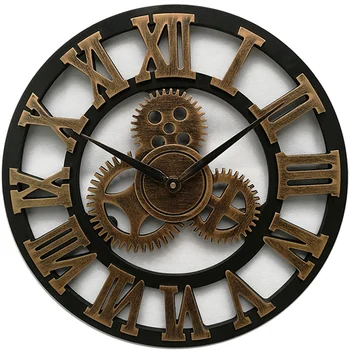 

Large Wooden Wall Clock Vintage Gear Clock Us Style Living Room Wall Clock Modern Design Decoration For Home Clocks On The Wall