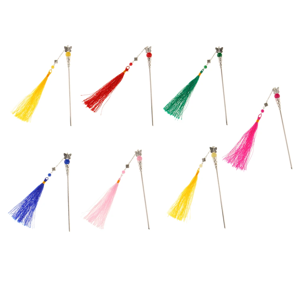 Retro Butterfly Hairpin Hair Stick Kanzashi Long Tassel Chignon for Kimono Hanfu Headwear Accessories