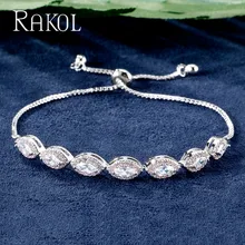 RAKOL Новые Классические блестящие регулируемые браслеты с кубическим цирконием для женщин модные свадебные вечерние и повседневные ювелирные изделия RB21611