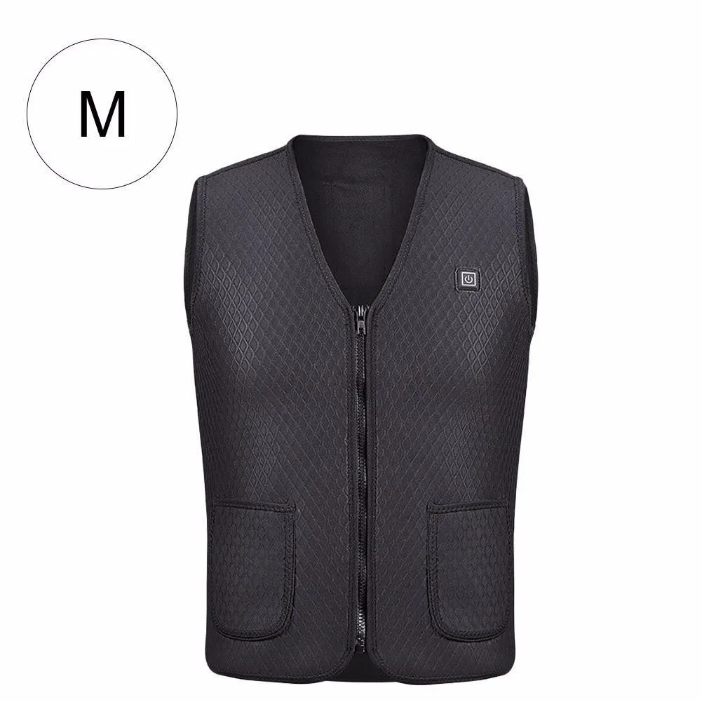 Black vest M Мужская и женская уличная USB Инфракрасная нагревательная жилетка, зимняя гибкая электрическая тепловая одежда, жилет для рыбалки, походов, Прямая поставка - Цвет: Black vest M