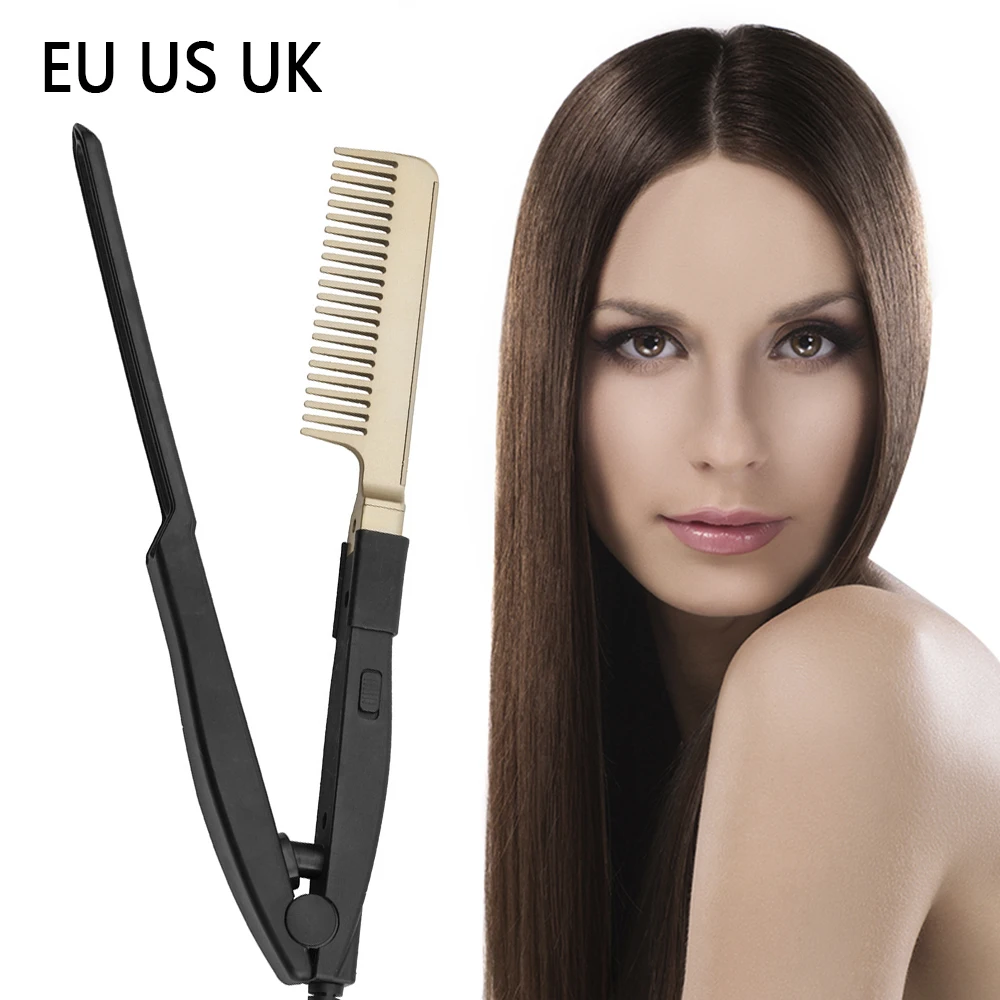 Hair Straightener Flat Irons Straightening Brush Hot Heating Comb Hair