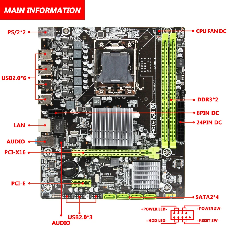 X58 LGA1366 настольная материнская плата LGA 1366 M ATX Gigabit Ethernet Поддержка DDR3 REG ECC Серверная