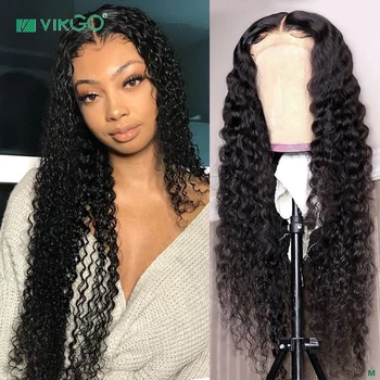 

Virgo Brazilian 8-30 Inch Deep Wave Wigs 4x4 Lace Closure Wig Lace Front Human Hair Wigs For Black Women 150% Density Remy