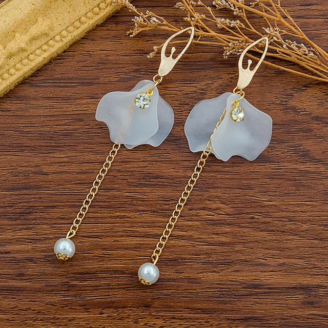 Exknl Multicolored Fashion Resin Flower Long Drop Earrings 2022 Designs Bohemia Handmade Petal Dangle Earrings For Women Gift A041-74