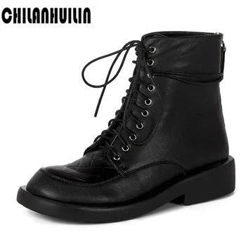 

women vintage riding boots women's fashion lace up ladies comfort woman soft leather boots platform casual female autumn boots
