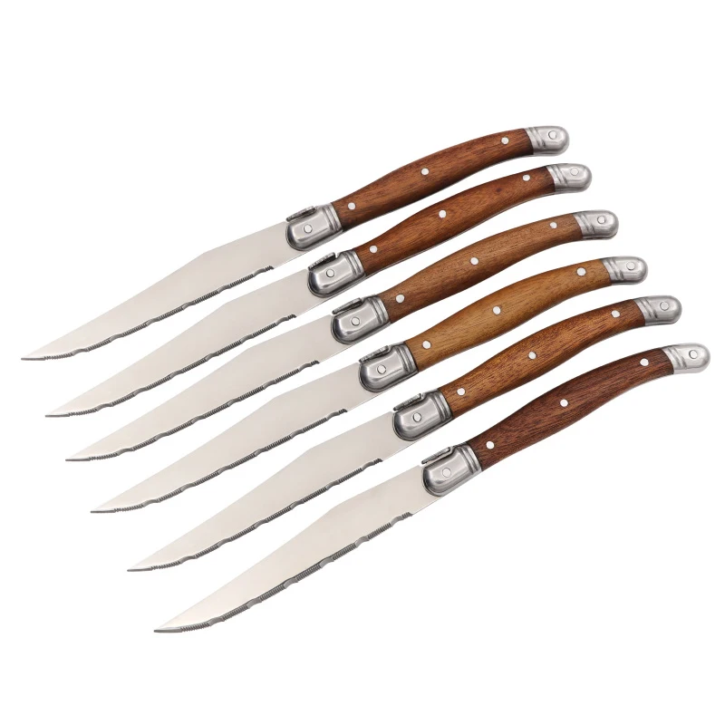 Set Of 6 Stainless Steel Steak Knife Dinner Tableware Set Steak Knife Rosewood Handle Cutlery Laguiole Knife Set