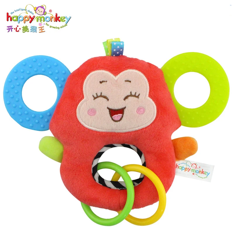 Счастливый обезьяна кора резинки куклы BB детские игрушки новорожденных креативные плюшевые колокольчик WJ458