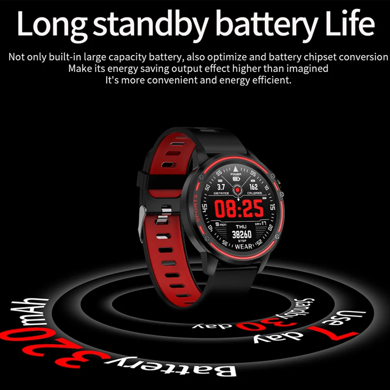  L8 Smart Watch Men IP68 Waterproof Reloj Hombre Mode SmartWatch with Blood Pressure Watches Sports  - 4000087675320