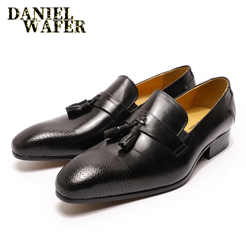 LUXURY MEN'S LOAFERS SHOES ELEGANT DRESS SHOES WEDDING OFFICE LEATHER BLACK BROWN SLIP ON POINTED TASSEL LOAFER MAN CASUAL SHOES LUXURY MEN'S LOAFERS SHOES ELEGANT DRESS SHOES WEDDING OFFICE LEATHER BLACK BROWN SLIP ON POINTED TASSEL LOAFER MAN CASUAL SHOES