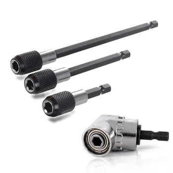 

1/4 inch Hex Shank 105 Degree Right Angle Driver Angle Attachment Socket Adapter Bit + 3Pcs Quick Release Magnetic Screwdriver N