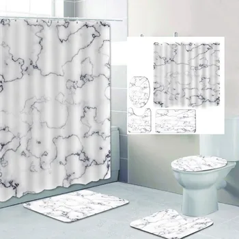 

Bathroom Curtains With Hooks Toilet Cover Bath Mat Set Nature Animal Scenery Printed Pattern Shower Curtain Pedestal Rug Lid