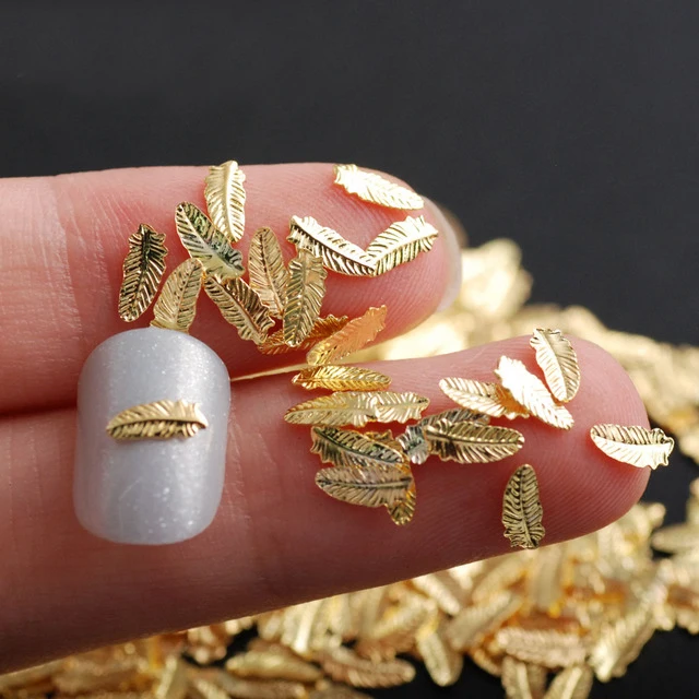 Gold and Silver Nails Accessories The Shape Of Leaf Cross and Sea Turtle For DIY Nail Art Decorations 500Pcs/Bag