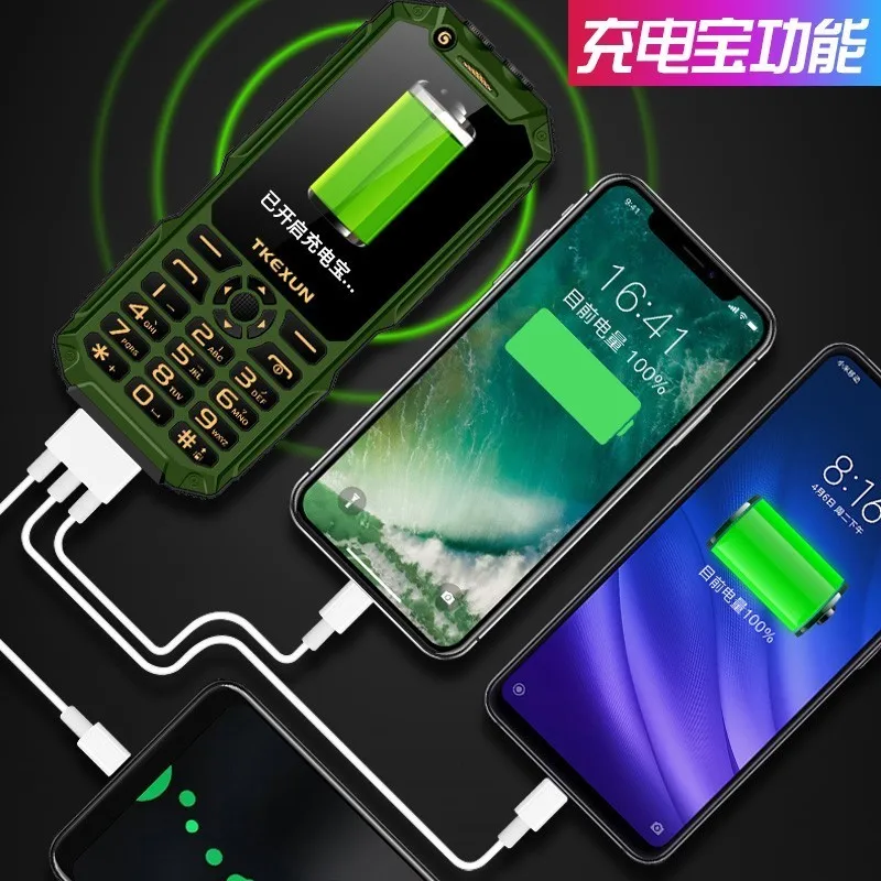 TKEXUN Q8A Push Button Mobile Phone 3.0" Power Bank WIFI Dual SIM Card MP3 Camera Senior Flashlight Big Speaker Cheap CellPhone