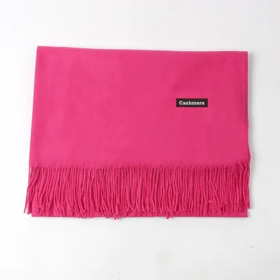 Rose red Girita женский зимний шарф из чистого кашемира шарфы для шеи Теплая повязка для головы хиджаб Леди Шали Обертывания одеяло пашмины женский Echarpe - Цвет: Rose red