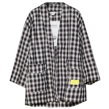

EWQ /2020 Fashion New Men's Clothes Three-dimensional Black White Plaid Three Quarter Sleeve spring Cardigan Thin Jacket 19H-a89
