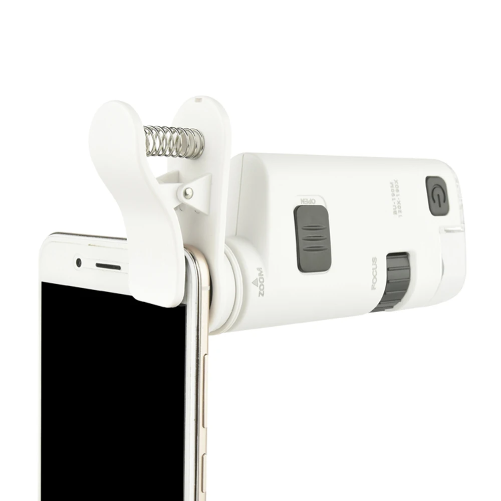 

Electronic Mini Cell Phone Microscope Camera 40-190X Universal Clip-type Cellphone Microscope Magnifier with LED Lamp