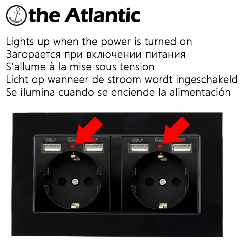 Atlectric PC Frame Dual DE EU штепсельная розетка с USB Мобильный телефон зарядный порт
