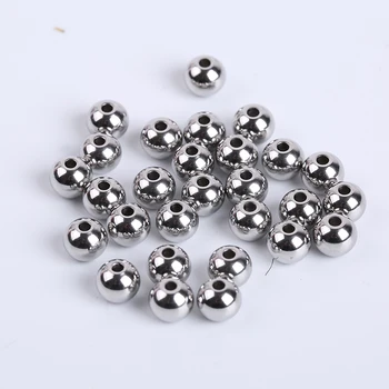 

100Pcs/Lot 3-8mm Stainless Steel Bracelet Loose Beads DIY Handicraft Findings Metal Spacer Beads For Jewelry Making Supplies
