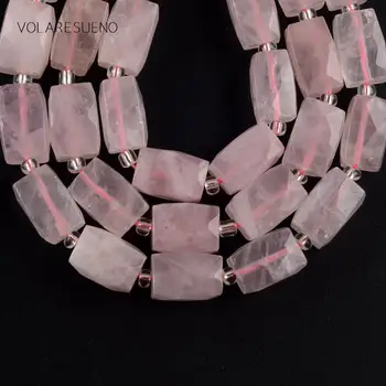 

Wholesale Rose Quartzs Stone Natural Stone Faceted Cuboid Beads Spacer Loose Beads For Jewelry Making 5*10mm Diy Bracelet 15"