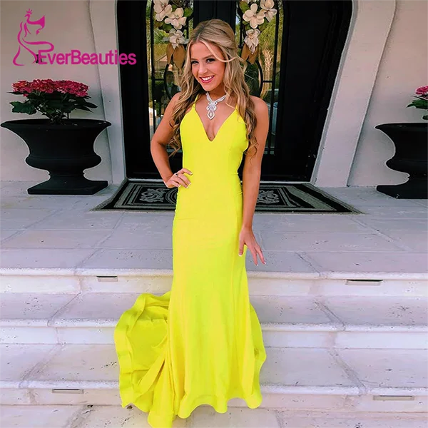 as picture Vestido Longo длинное вечернее платье атласное официальное платье желтое платье Vestido Sereia Vestidos Largos платье - Цвет: as picture