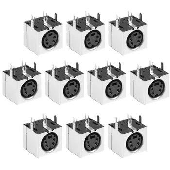 

uxcell 10pcs S-video PCB Mount 4 Pin Din Socket Audio Video Connector Silver Tone Black Metal Case