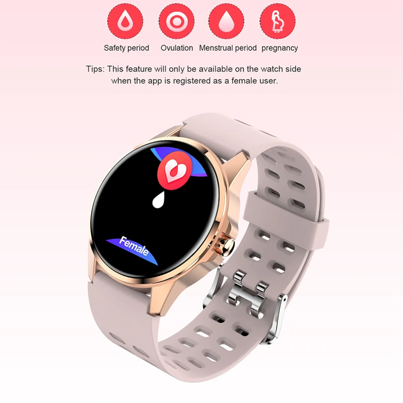 2020 Smart Watch Women 1.3inch Full Touch Screen Heart Rate Blood Pressure Test Female Physiolog Bluetooth Smart Watch R23 PK Q9