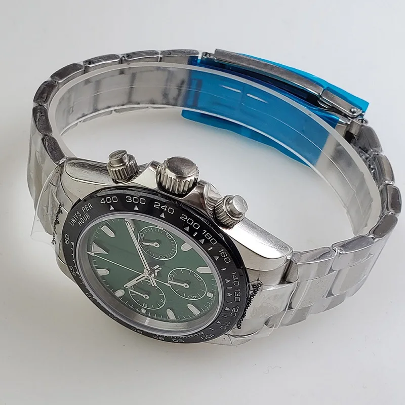Кварцевые мужские часы 39 мм, хронограф, сапфировое стекло, чехол из нержавеющей стали, светящиеся часы 07