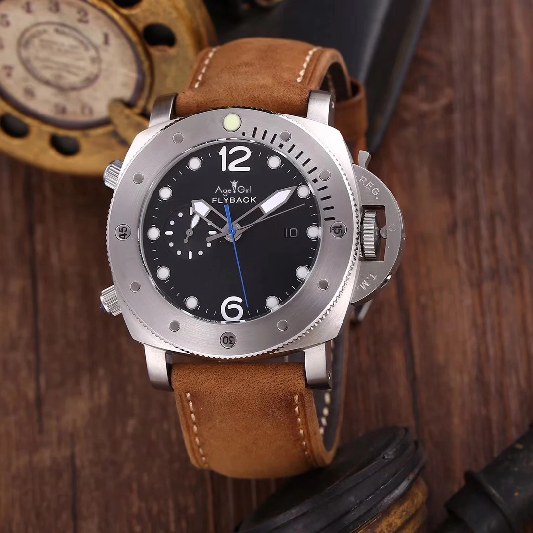 

Luxury Brand New Men Automatic Mechanical Sapphire Stainless Steel Watches Silver Black Brown Leather Watch Luminous AAA+