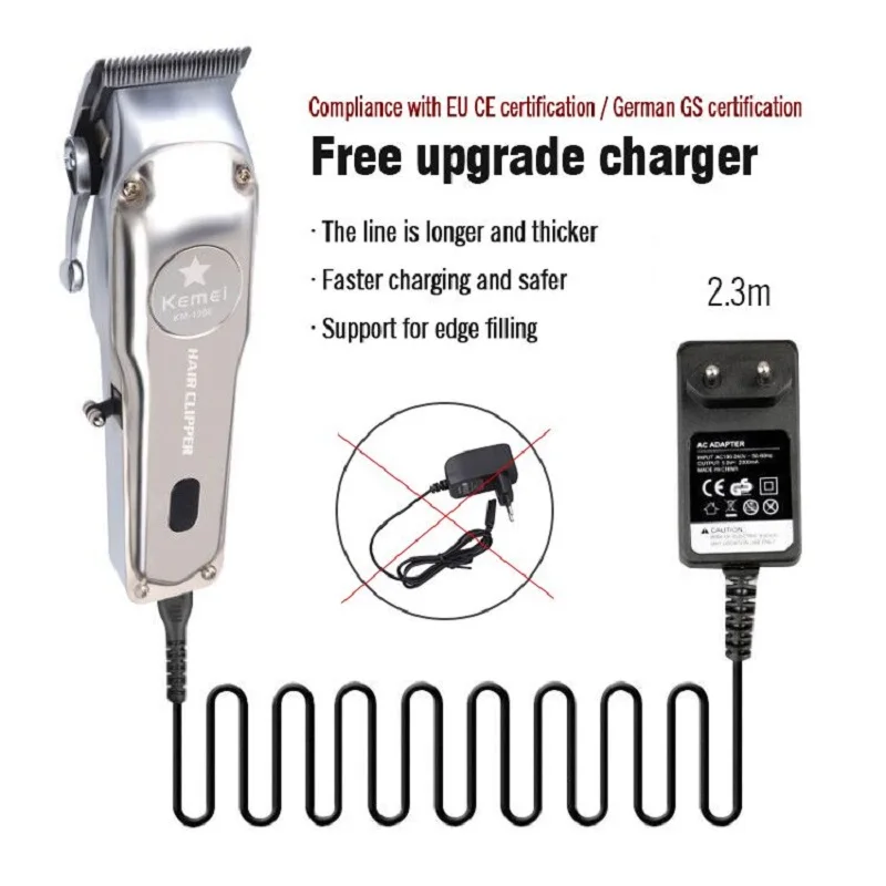  Kemei-1996 Barber Shop Rechargeable Hair Clipper All Metal Electric Hair Trimmer Men Professional B