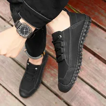 Men's luxury brand men's casual lace-up shoes soft-soled shoes hand-stitched rubber wear-resistant large size 38-46 men's shoes