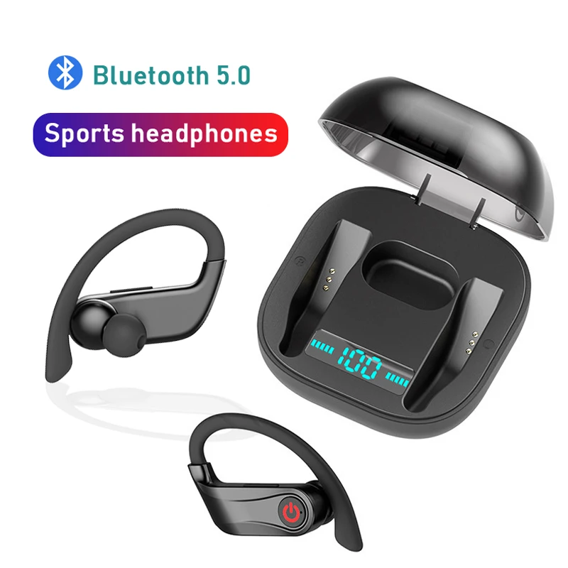 

YUNAO porQ69 Wireless Earphones ear Hook Sport Bluetooth Earphone With LED power display Headphone charging box Binaural HD call