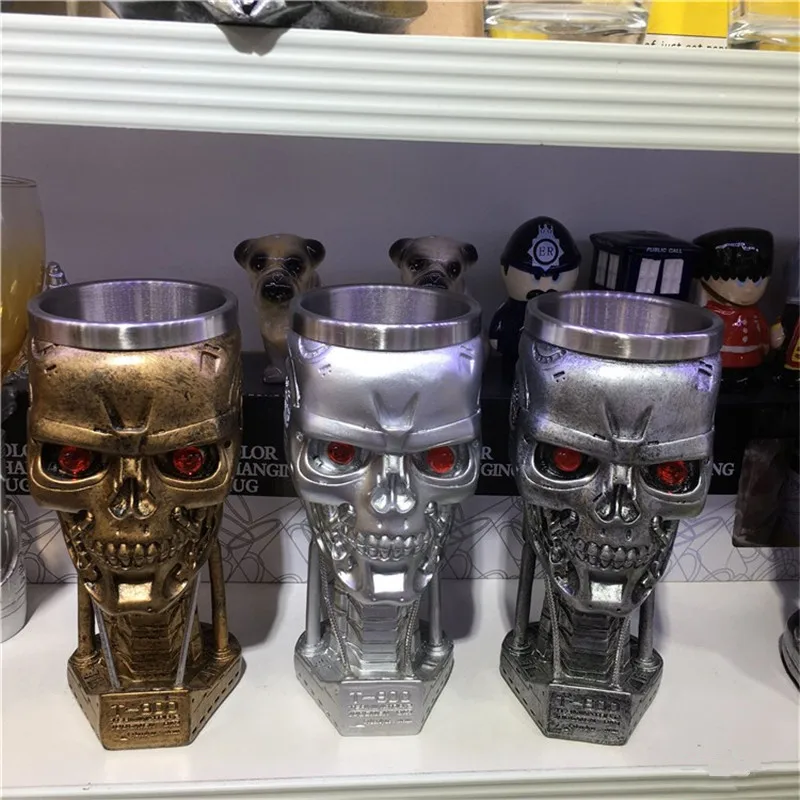 

Creative 3D Stereoscopic The Terminator Skull Goblet Red Wine Glass Metal Action Figure Collection Figurine Toy X4107