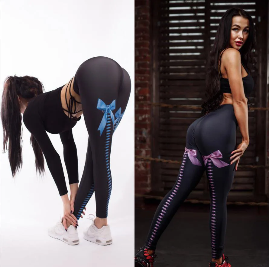 

[You're My Secret] Women Fitness Leggings Butterfly Flower Print High Waist Elastic Push Up Ankle Length Polyester Trousers