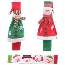 3Pcs Christmas Decoration Refrigerator Door Handle Covers Cartoon Cute Microwave Door Refrigerator Handle Sets Christmas Gift