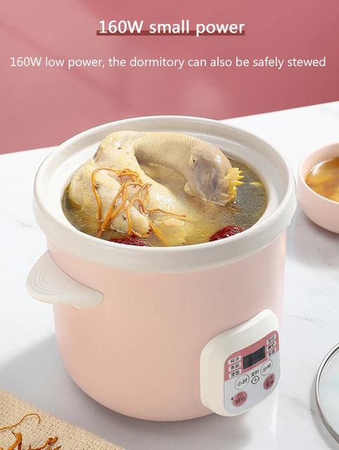 DMWD 1.5L Household Electric Mini Slow Cooker Mechanical/Smart Timer  Stewing Soup Porridge Pot Ceramic Linner Food Cooking Maker