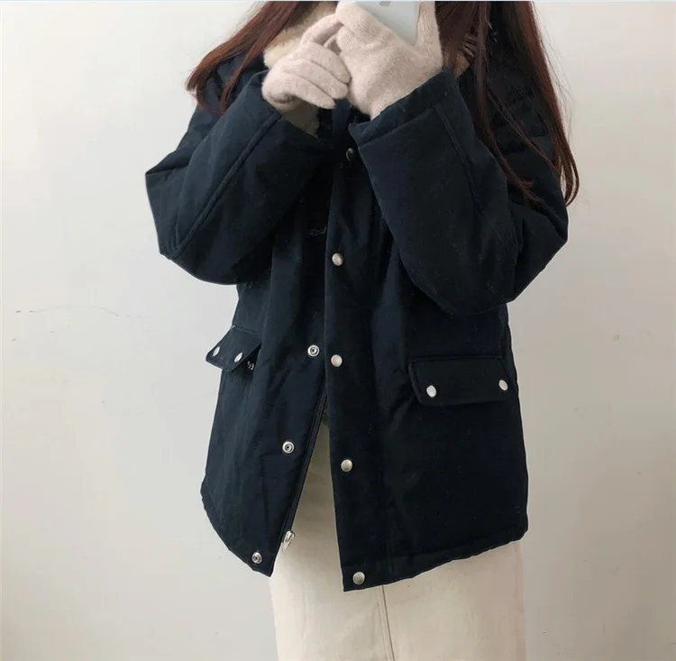

South Korea INS Autumn And Winter Thick Lamb's Wool Short Warm Workwear Cotton Coat Loose-Fit Jacket Student