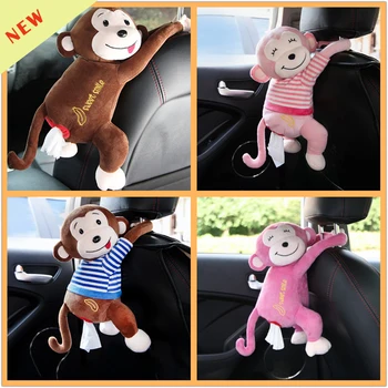 

Creative Tissue Box Cute Monkey Paper Napkin Case Cute Cartoon Animals Car Paper Boxes Wall Car Hanging Napkin Holder