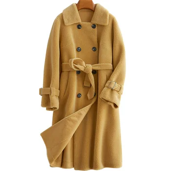 

Korean Genuine Wool Fur Coat Simple Jackets for Women 2020 Soft Warm Women's Coats Sheep Shearing Coat Ropa Para Mujer Zjt728