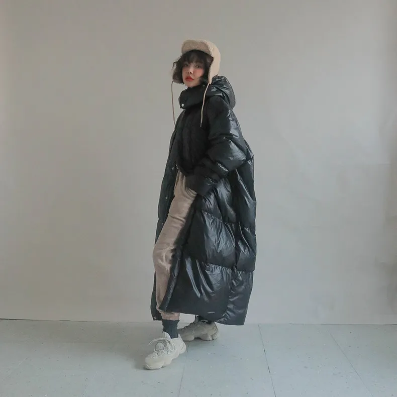 Ультра-длинный пуховик для женщин длиной до щиколотки зимнее пальто Dongdaemun стиль корейский стиль свободный толстый пуховик мода