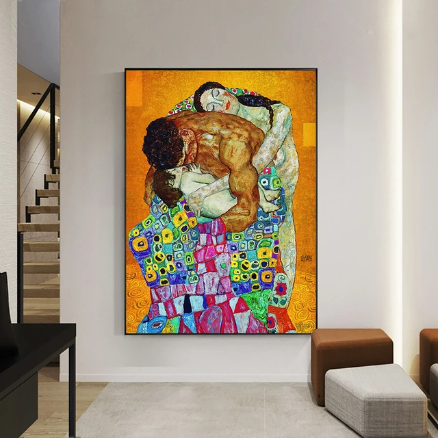 Family Painting in the Spirit of Gustav Klimt Printed on Canvas 1