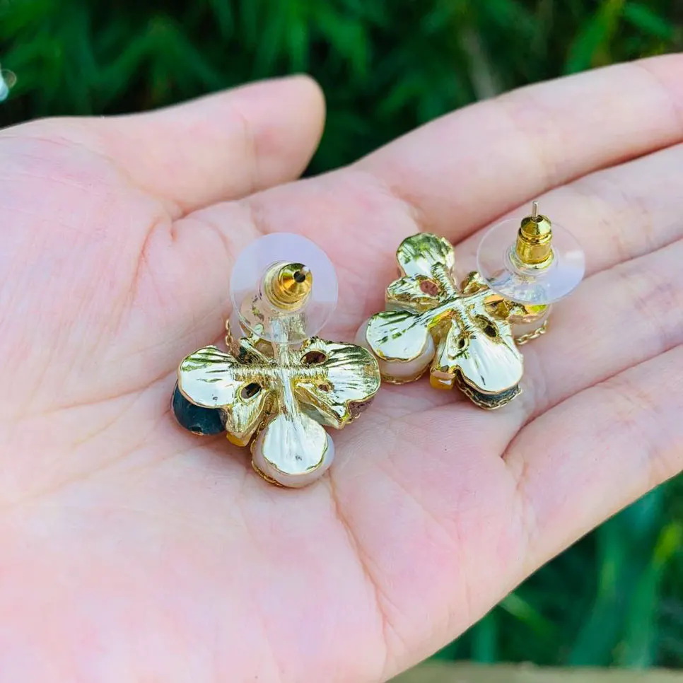 Flower Natural Stone Pearl Earrings For Women 925 sterling silver Earrings Jewelry Accessories Gift STUD EARRING crystal Gift