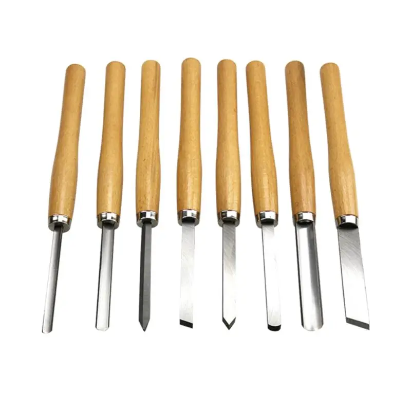 

8PCs Wood Carving Knife Lathe Chisel Set Turning Tools Woodworking Gouge Skew Parting Spear