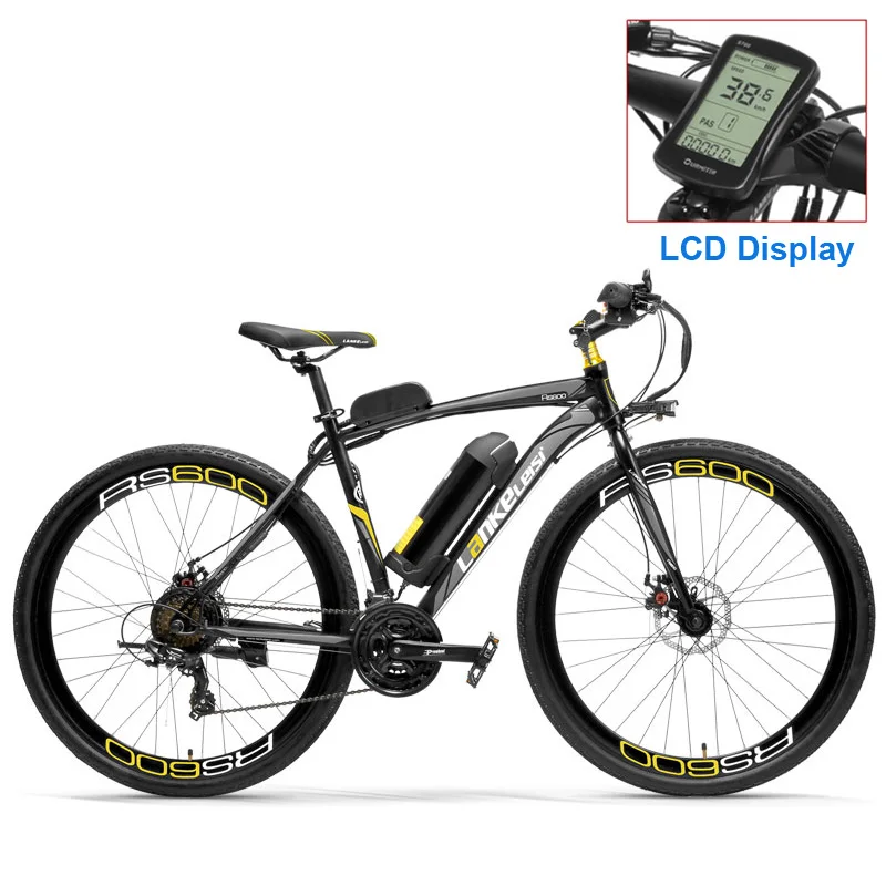 RS600 мощный электрический велосипед, е-байка 36В 20A Батарея цилиндрическая литий-ионный аккумулятор, 700C шоссейный велосипед, оба дисковый тормоз, Алюминий оправа из сплава, горный велосипед - Цвет: Grey LCD