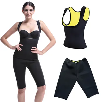 

Women Slimming Vest Short Pants Sexy Sauna Sweat Neoprene Thermo Body Shaper Vest Waist Trainer Corset Tummy Stomach Weight Loss