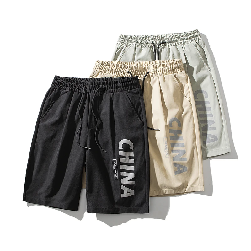 Wasit-pantalones cortos elásticos informales para hombre, ropa de talla grande, de sudor, transpirables, con estampado, negro y gris, 4XL, de verano